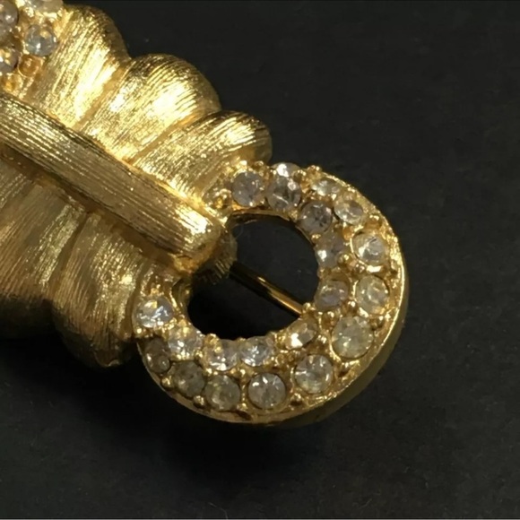 Authentic GIVENCHY Rhinestone Gold Tone Pin Brooch EUC - Picture 5 of 8